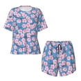 thumbnail image 4 of Kdxio Orchids Flowers Print Pajamas Sets for Women Short-Sleeved Pjs with Lounge Shorts Two Piece Sleepwear S-4XL, 4 of 9