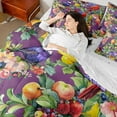 thumbnail image 4 of Castle Fairy Teenagers Animal Bird 7 Pieces Bedding Comforter Set,Fresh Fruit Full Bedding Set Lightweight,Chic Flower Fitted Sheet Flat Sheet,Luxury Bedroom Decor, 4 of 8
