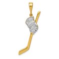 thumbnail image 1 of 14k Yellow Gold Hockey Goalie Stick Puck Glove Necklace Charm Pendant Sport, 1 of 8