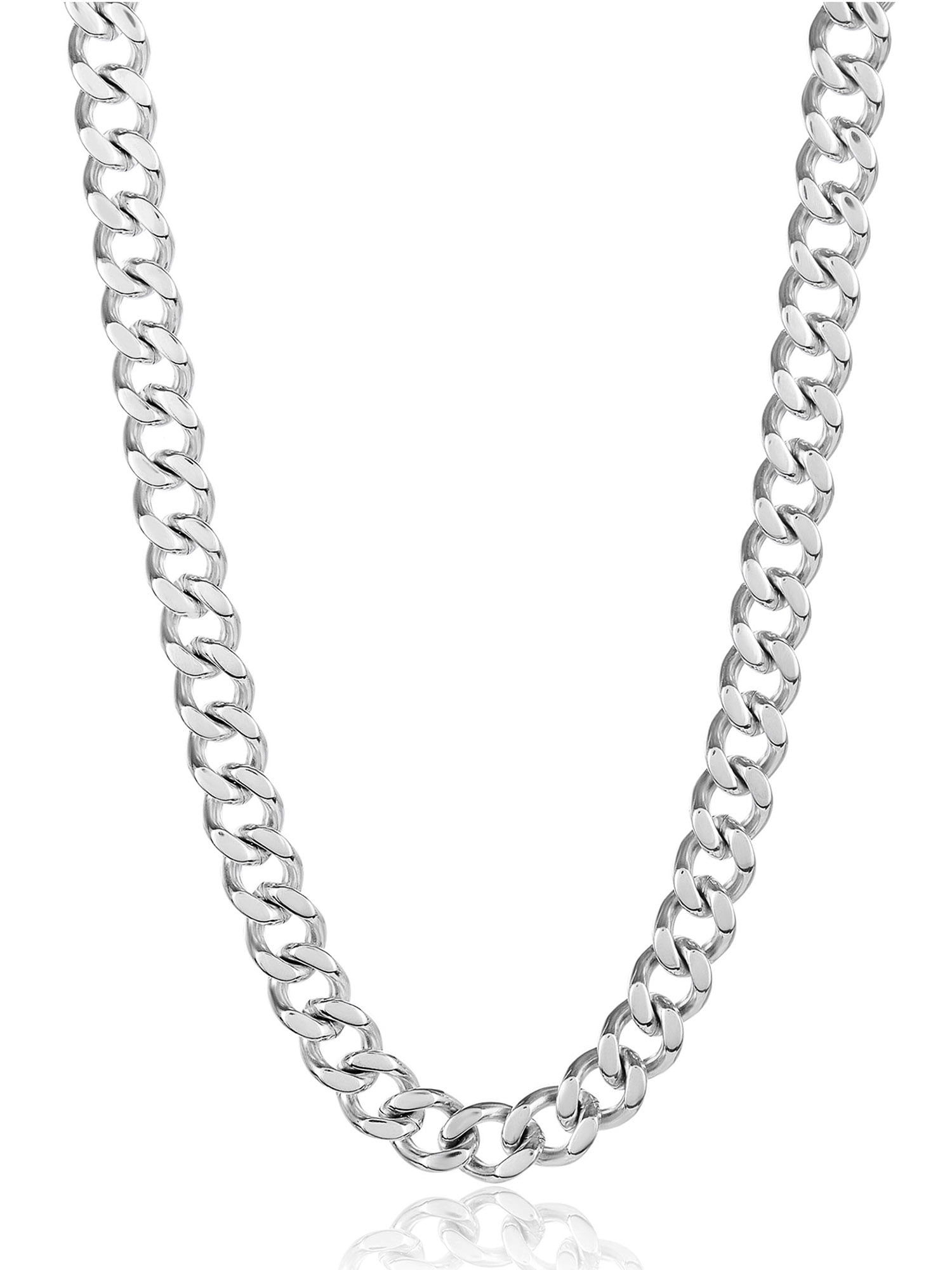 Bishilin Stainless Steel Fashion Men Women Necklace Pendant Necklace Chunky Link Silver Fit 24Inch