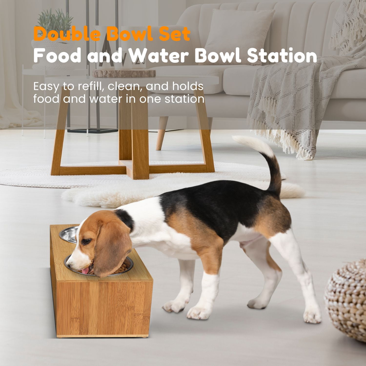 Bamboo Style Elevated Dog and Cat Feeder Bowl
