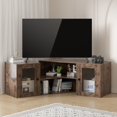 thumbnail image 3 of VECELO TV Stand for Tvs up to 70 inch with LED Lights, Modern Entertainment Center with USB Outlets & Storage Cabinets, Brown, 3 of 7