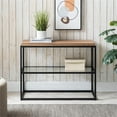 thumbnail image 4 of Maklaine Contemporary 42" Metal Console Table in Black and Bronze, 4 of 9