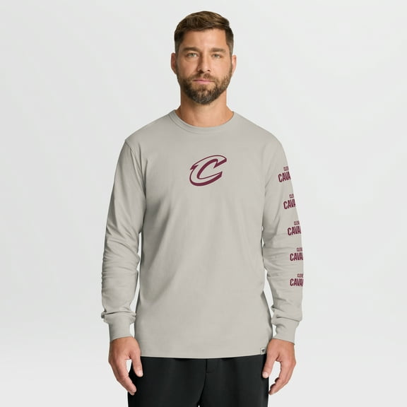 Men's Fanatics Cream Cleveland Cavaliers Crossover Collection Ball Screen Action Premium Long Sleeve T-Shirt
