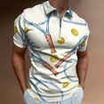 thumbnail image 2 of Pattern with Tennis Rackets with Tennis Balls Men Zipper T-shirt Summer Casual Short Sleeve T-shirt Top, 2 of 7
