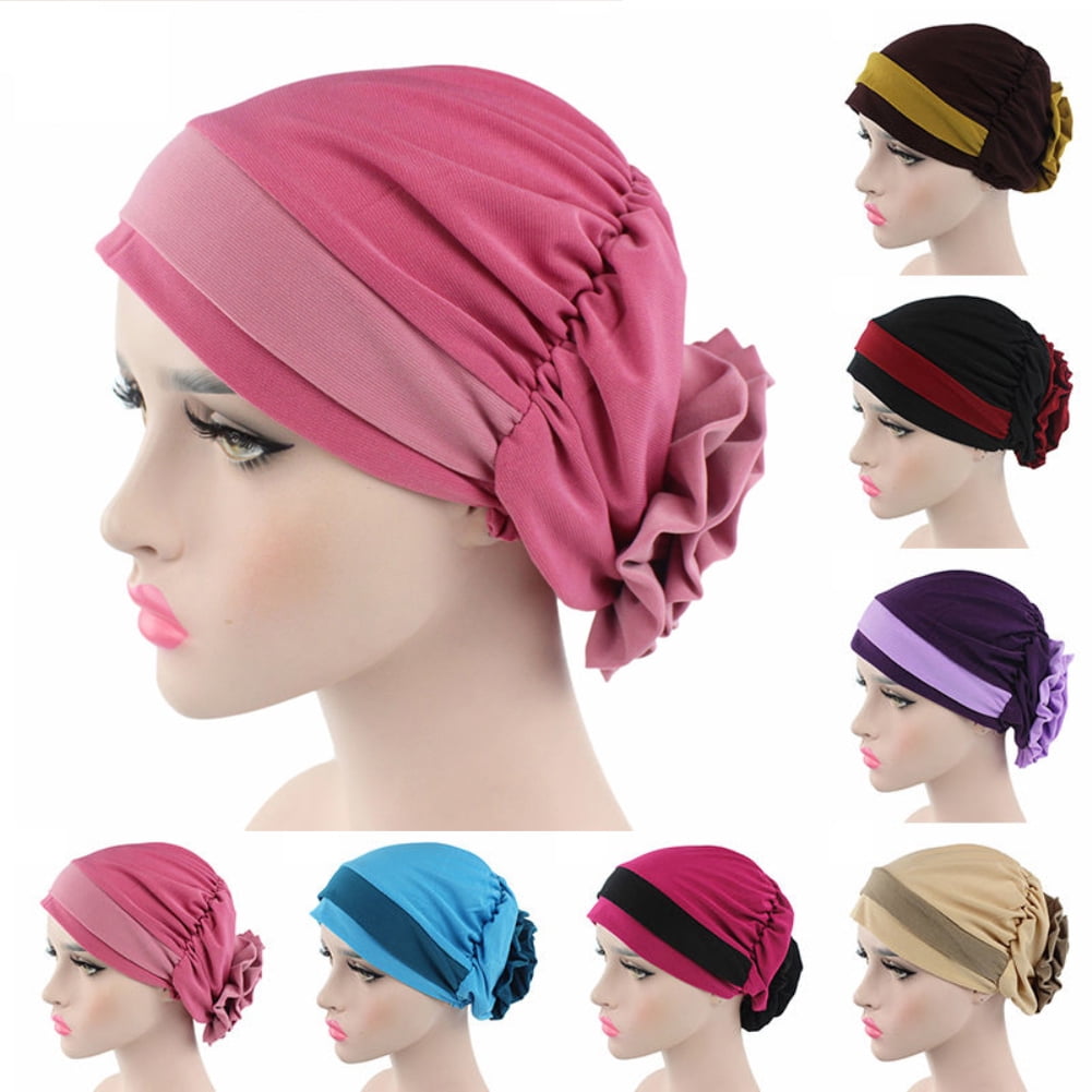 Muslim Women Turban Head Wrap Flower Beanies Hat Cancer Chemo Hair Loss Wrap Cap