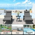 thumbnail image 4 of Kullavik Patio Lounge Chair Sets,All-Aluminum Outdoor Armchair Foldable Adjustable Backrest Chaise Lounge With Folding Table,Gray, 4 of 7