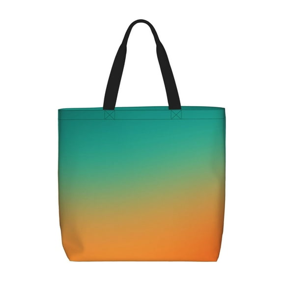 Hirioo Orange To Teal Gradient1 for Tote Bag for Women, Quilted Shoulder Bag with Zipper, Large Capacity Handbags for Casual, Travel, Work