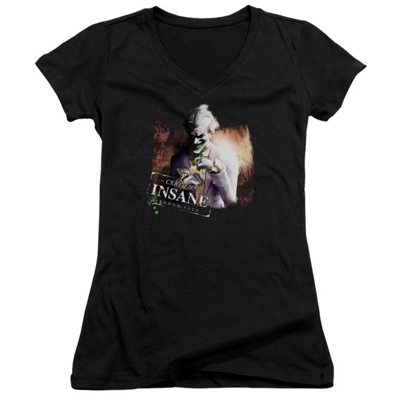 Batman Arkham City Certified Insane Junior Women's T-Shirt V-Neck Black
