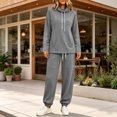 thumbnail image 5 of Women's Two-piece High Neck Sports Suit Long Sleeved Drawstring and Jogging Pants Casual with Pocket Set, 5 of 9