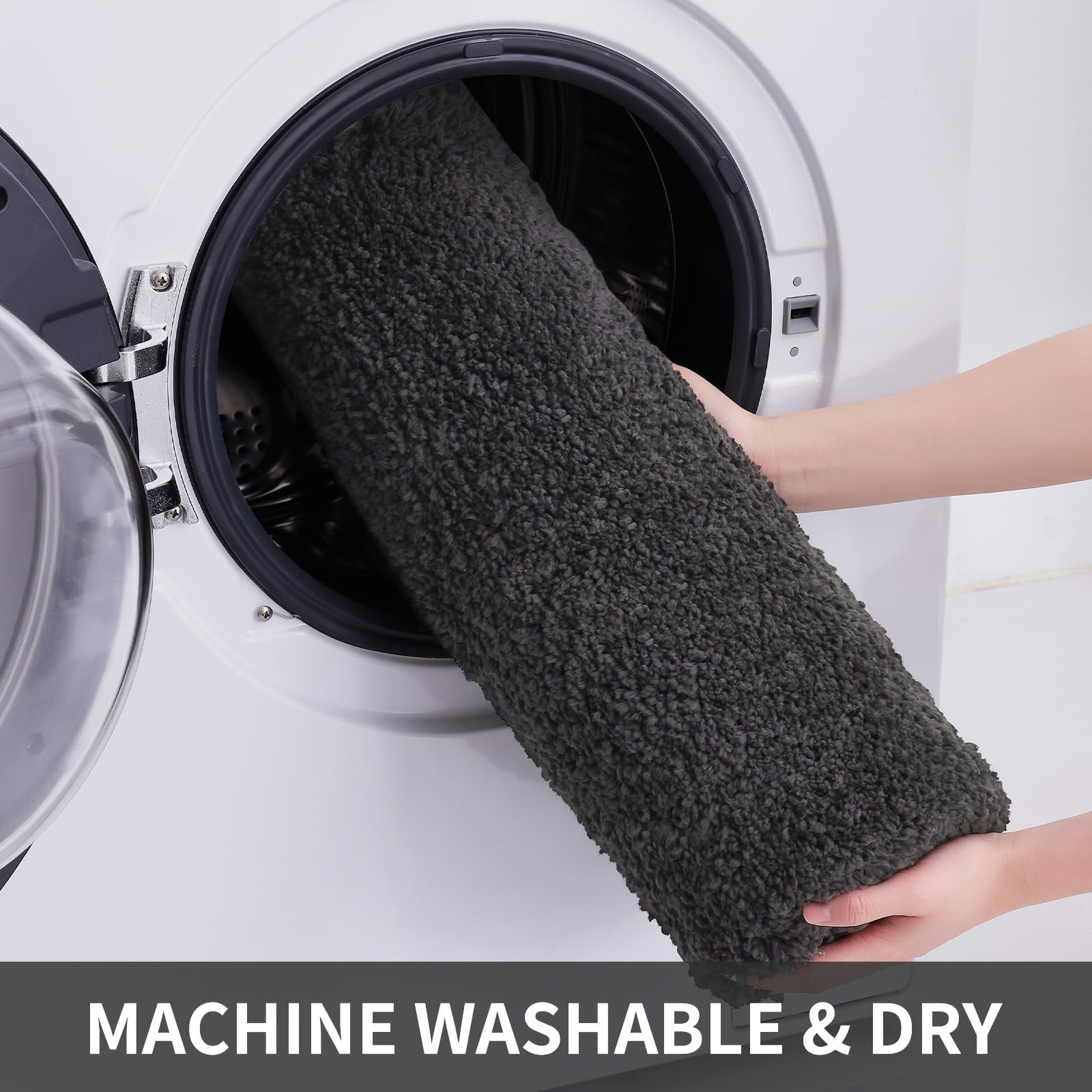 Buganda Microfiber Bathroom Rugs (24x47, Grey) Shaggy Soft and Absorbent, Non Slip, Thick Plush, Machine Washable Bath Mat and Bath Rugs for Bathroom