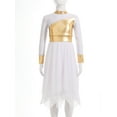thumbnail image 3 of IEFIEL Kids Girls Liturgical Praise Dance Dress Bronzing Cross Pattern Print Lyrical Worship Dancewear White-B 14, 3 of 7