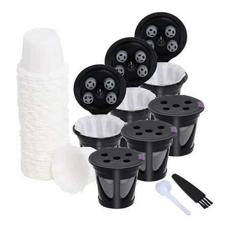 

6 Pcs Reusable Coffee Filter Cup for Coffee Maker with 50 Pcs Disposable Paper Coffee Filters for K Cup