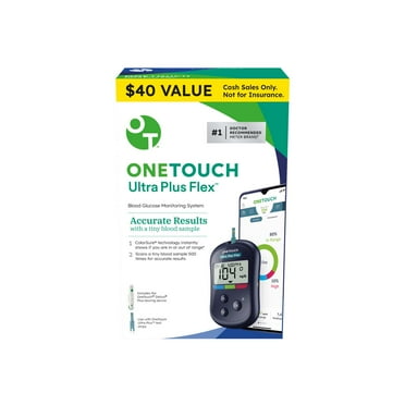 OneTouch Ultra Plus Flex Bonus Pack | 1 Blood Glucose UPF Meter, 1 Delica Plus Lancing Device, 10 Delica Plus 33g Lancets & Carrying Pouch