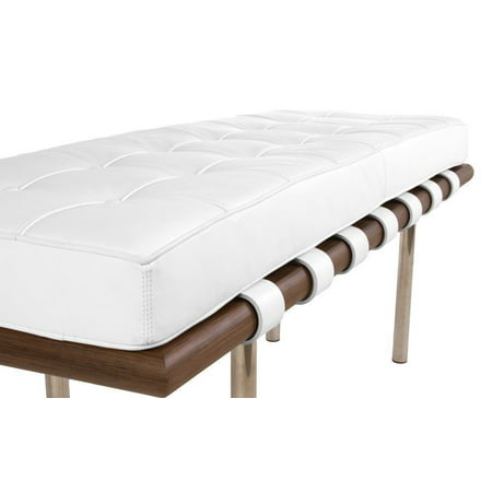 Modern Bench Wood Frame Full Genuine Italian Leather in High Density Cushion