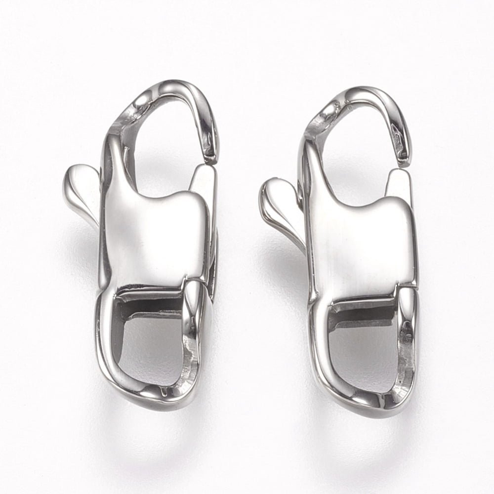 Tarnish Resistant 304 Stainless Steel Lobster Claw Clasps Stainless Steel color 16x7x3.5mm Hole: 3x4mm 304 Stainless Steel