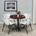 thumbnail image 2 of Regency Kobe 30" Round Breakroom Table- Mahogany & 4 'M' Stack Chairs- Grey, 2 of 8