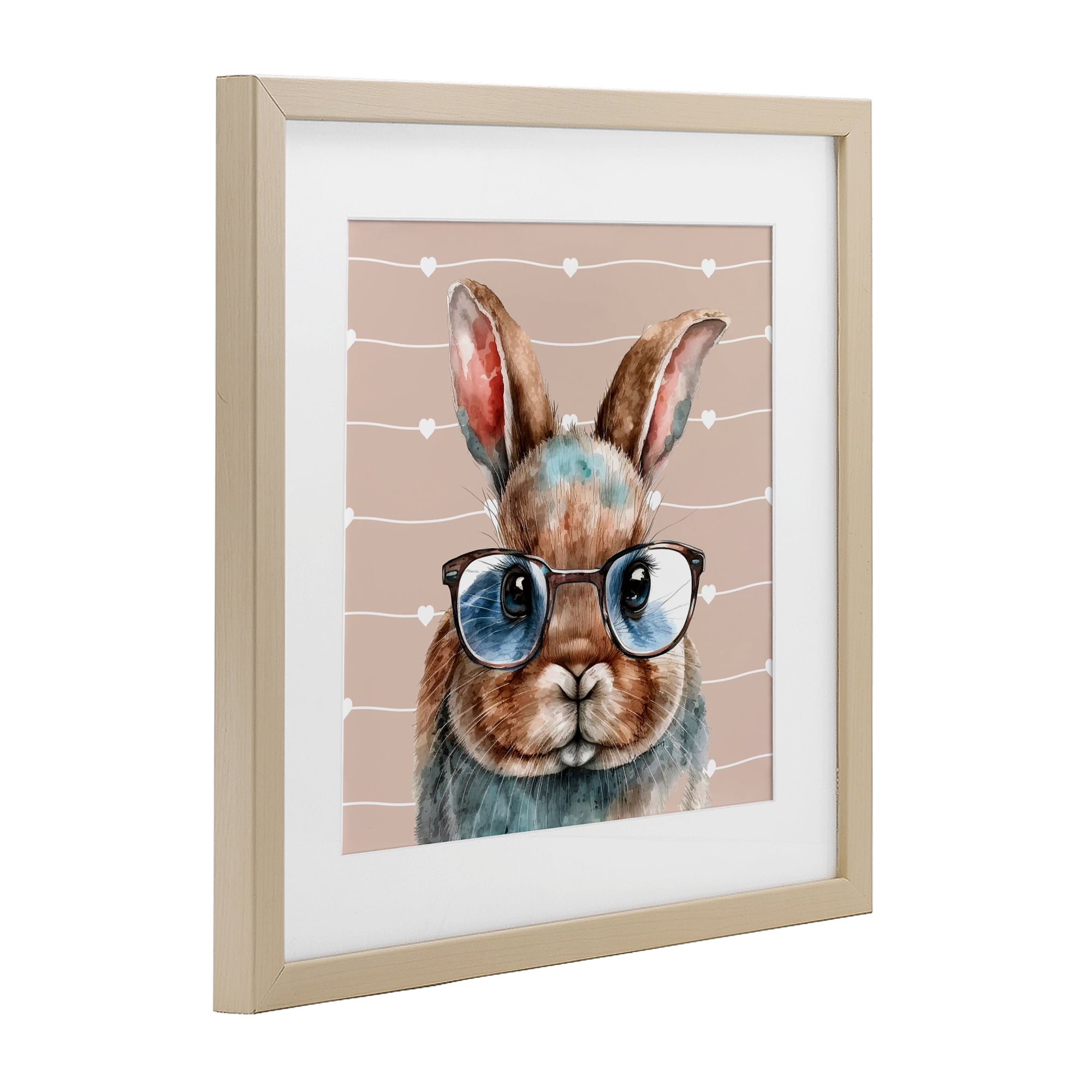 Stupell Industries Buster Rabbit with Specs Birch Framed Print Under Glass, design by Yvonne Coleman Burney