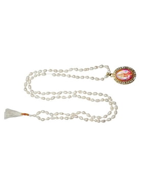 Mogul Shri Vaibhav Laxmi Pedant With Yoga Necklace White Tulsi Beads Mala Moon Pearls Jewelry