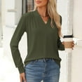 thumbnail image 4 of SNKSDGM Casual Easter Shirts Tops for Women Work Out Women's Solid Color V Neck Long Sleeve Blouse with Ruffled Shoulder Casual Stylish Fall Winter Top Spring Tops for Women 2025 Trendy Dressy, 4 of 6