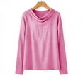 thumbnail image 3 of Pounoo Cowl Neck Long Sleeve Shirts for Women Cotton Linen Cozy Dressy Blouses Fashion Casual Solid Color Spring Summer Trendy Outfits Gift, 3 of 8