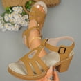 thumbnail image 6 of Dakaela Orthopedic Heeles Sandals for Women Arch Support Slip on Dressy Shoes Chunky Heel Summer Pumps, 6 of 8