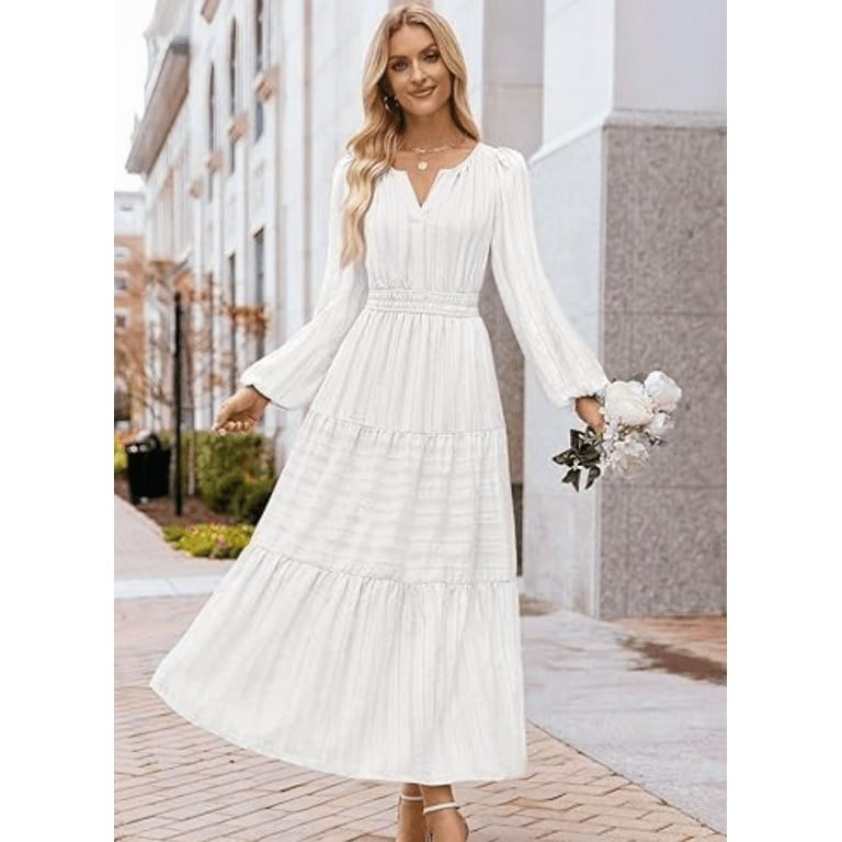 Womens Fall Dresses Casual Midi Maxi Dresses with Pockets Lightweight Long Sleeve V Neck Elastic Waist Wedding Boho Beach Dress Womens Fall Dresses Casual Midi Maxi Dresses with Pockets Lightweight Long Sleeve V Neck Elastic Waist Wedding Boho Beach Dress