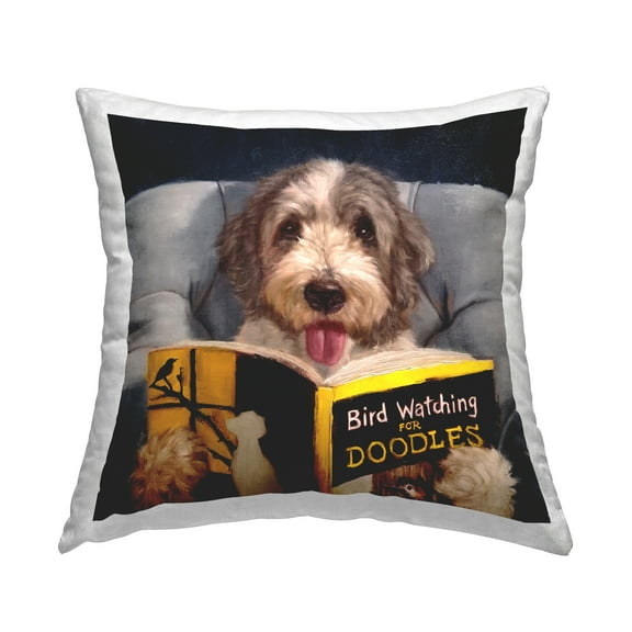 Stupell Industries Bird Watching Doodle Funny Pet Dog Portrait Novelty Multi-Color,18 x 7 x 18 Decorative Pillows