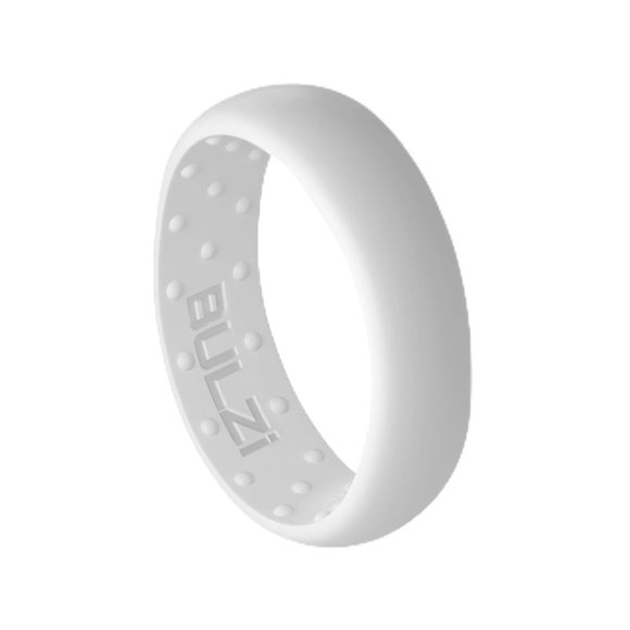 BULZi Wedding Bands, USA Lifetime Replacement, Massaging Comfort Fit Silicone Ring with Airflow, Men and Women Rings Breathable Comfortable Work Safety (White, Size 6 - (6mm Width Band))