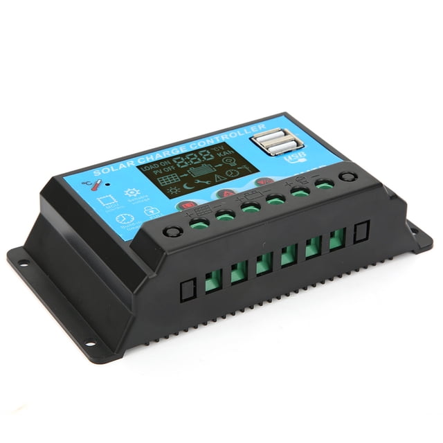 Controlador de carga solar de batería de plomo ácido de 12 V y 24 V, 20 A, regulador PWM, salida USB dual de 5 V