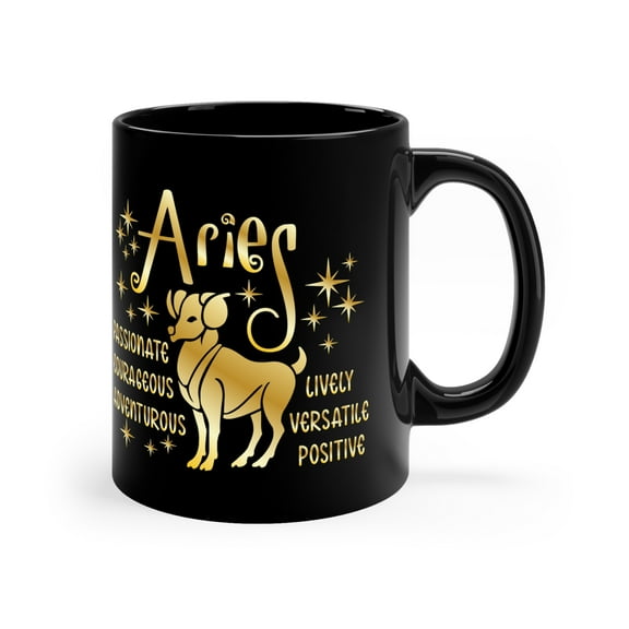 Aries Zodiac 11oz Black Mug