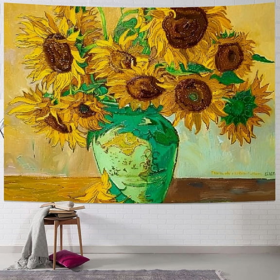 PRATYUS Vincent Tapestry Wall Hanging, Sunflower Wall Tapestries for Bedroom Aesthetic Living Room Home Decor Painting
