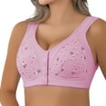 thumbnail image 3 of Women's Bra Large Sized Front Buttoned Thin All Cotton Sporty Printed Bra For Women Without Underwire,Pink Women's Bra M, 3 of 7