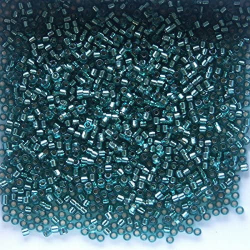 Miyuki Delica Seed Beads – Size 11/0 (1.6 mm), DB0607, Silver-Lined Teal Dyed, 7.2 g, Approx. 1440 Beads