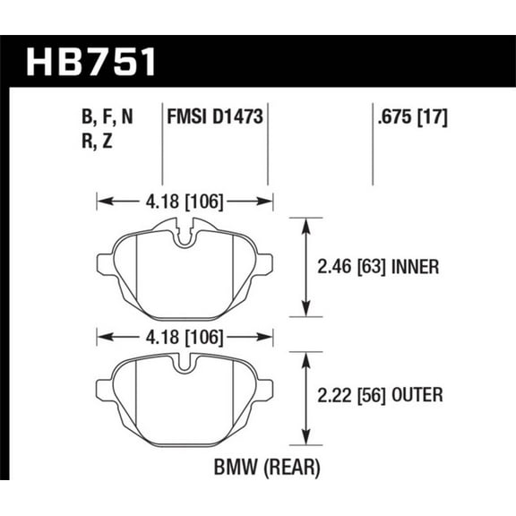 Hawk 2015 BMW 428i Gran Coupe / 11-16 535i / 11-16 X3/X4 HPS 5.0 Rear Brake Pads