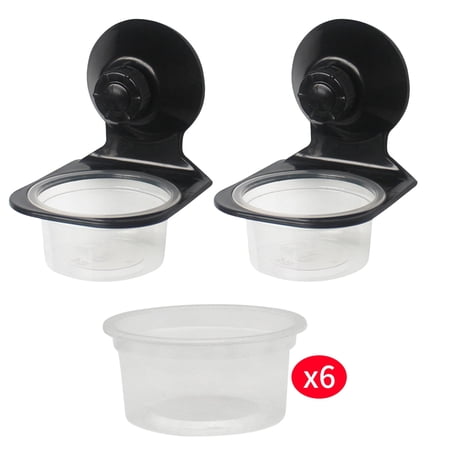 2 Pack Reptile Feeder Gecko Lizard Feeding Cup with Suction Cup, Reptile Food Water Feeder Dish with 6 pcs Cups for Geckos,Chameleon Lizard