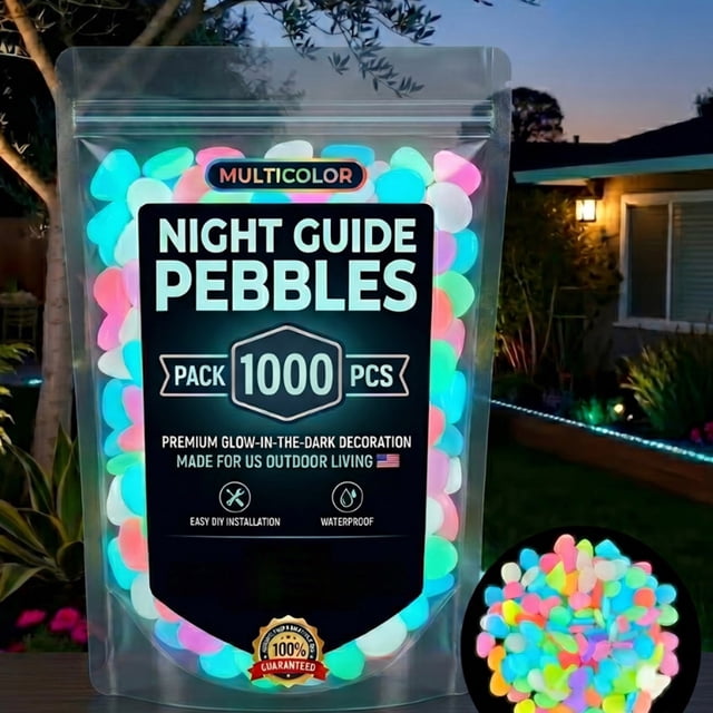 Glowing Garden Stones Stepping Rocks Luminous Pebbles Outdoor Landscaping Decor - Glow in The Dark Night Guide Stones Waterproof Decorative, JKODE