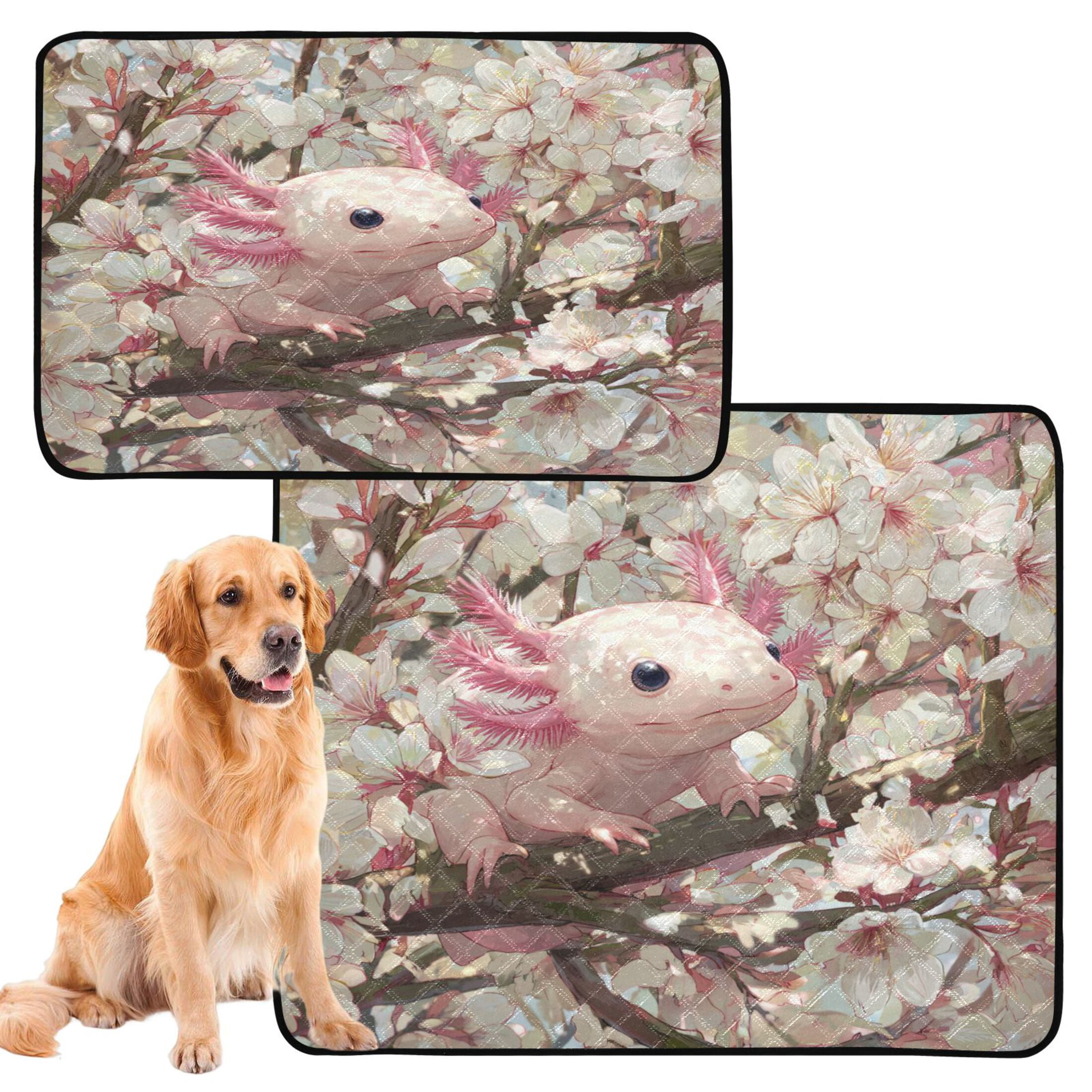 Qxltty Axolotl Cherry Blossom Cat litter Pads Pet Set of 3 Diaper Mats Center Anti-leakage Layer Absorbent Soft and Comfortable