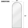 thumbnail image 4 of Vlush Full Length Mirror, 65"x22" Arched Floor Mirror, Full Body Mirror, Freestanding Arched-Top Mirror, Wall-Mounted Mirror with Aluminum Alloy Frame (Black), 4 of 7