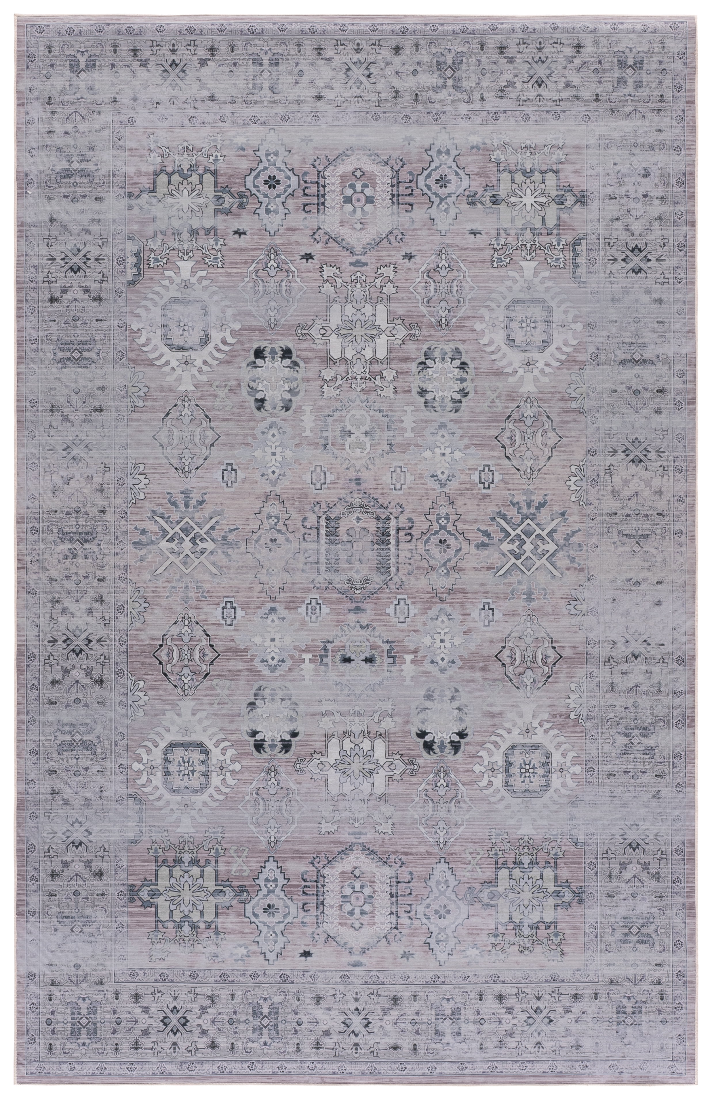 SAFAVIEH Tucson Barrfind Traditional Machine Washable Area Rug, 5' x 8', Pink/Beige