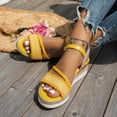 thumbnail image 2 of Dakaela Women's Espadrille Wedge Sandals Flower Ankle Strap Platform Summer Shoes Braided Open Toe Dressy Casual Slip on Sandal Size 6-10 Yellow, 2 of 8