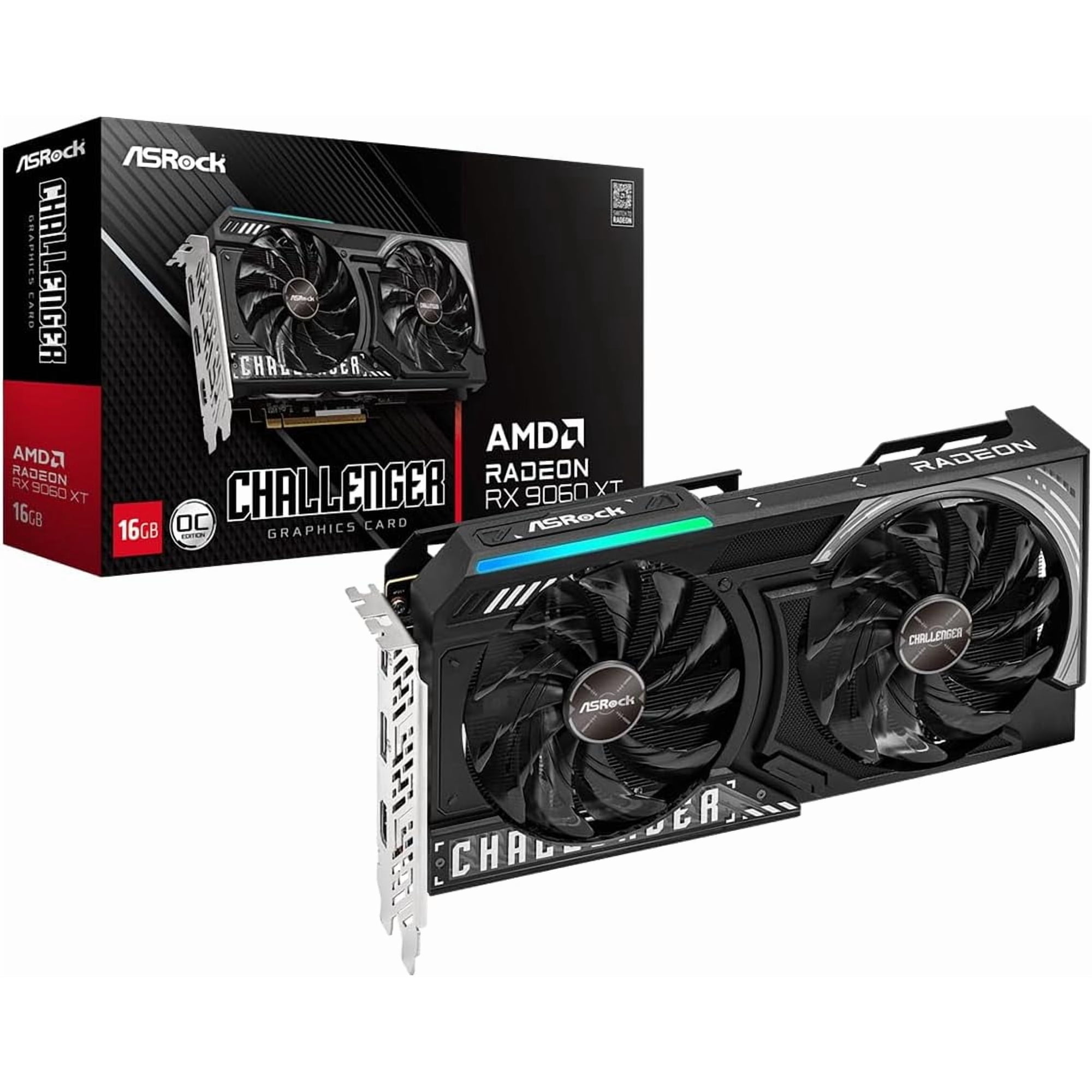 ASRock Challenger Radeon RX 9060 XT 16GB GDDR6 PCI Express 5.0 x16 Graphics Card RX9060XT CL 16GO RX 9060XT