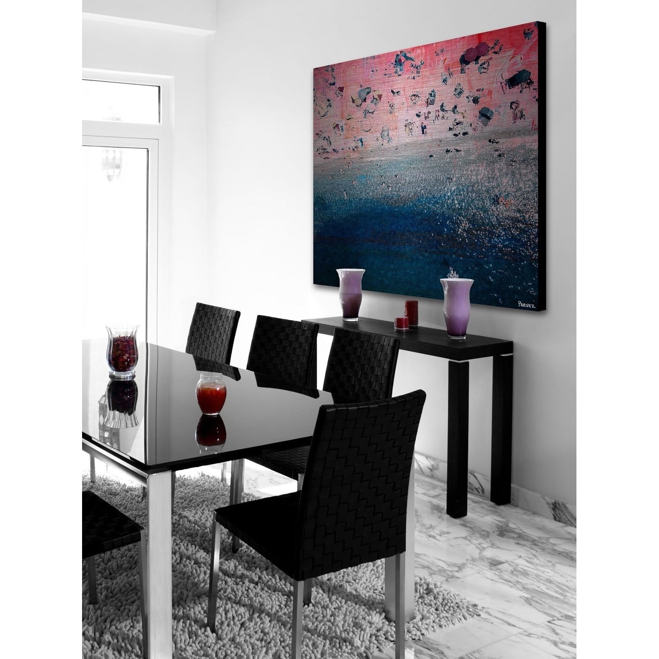 "Pink Sandy Beach" Painting Print on Brushed Aluminum