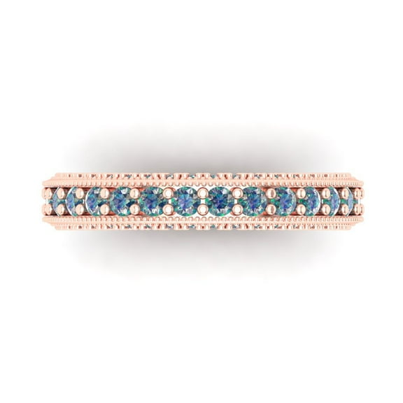 1.44 ct Brilliant Round Cut Synthetic Moissanite 14k Rose Gold Eternity Band SZ 4.25