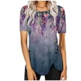 thumbnail image 4 of PVCS Womens Tops Clearance Under $5 Women's Casual Round Neck Casual Button Printed Short Sleeve Blouse Short Sleeve Round Neck Blouse/Shirt, 4 of 5