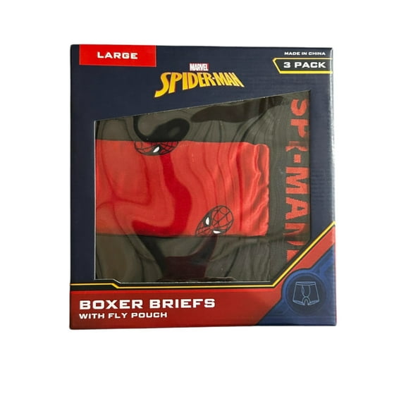 Marvel Spider-Man Men’s 3-Pack Soft Comfort Boxer Briefs, Multicolor, Large