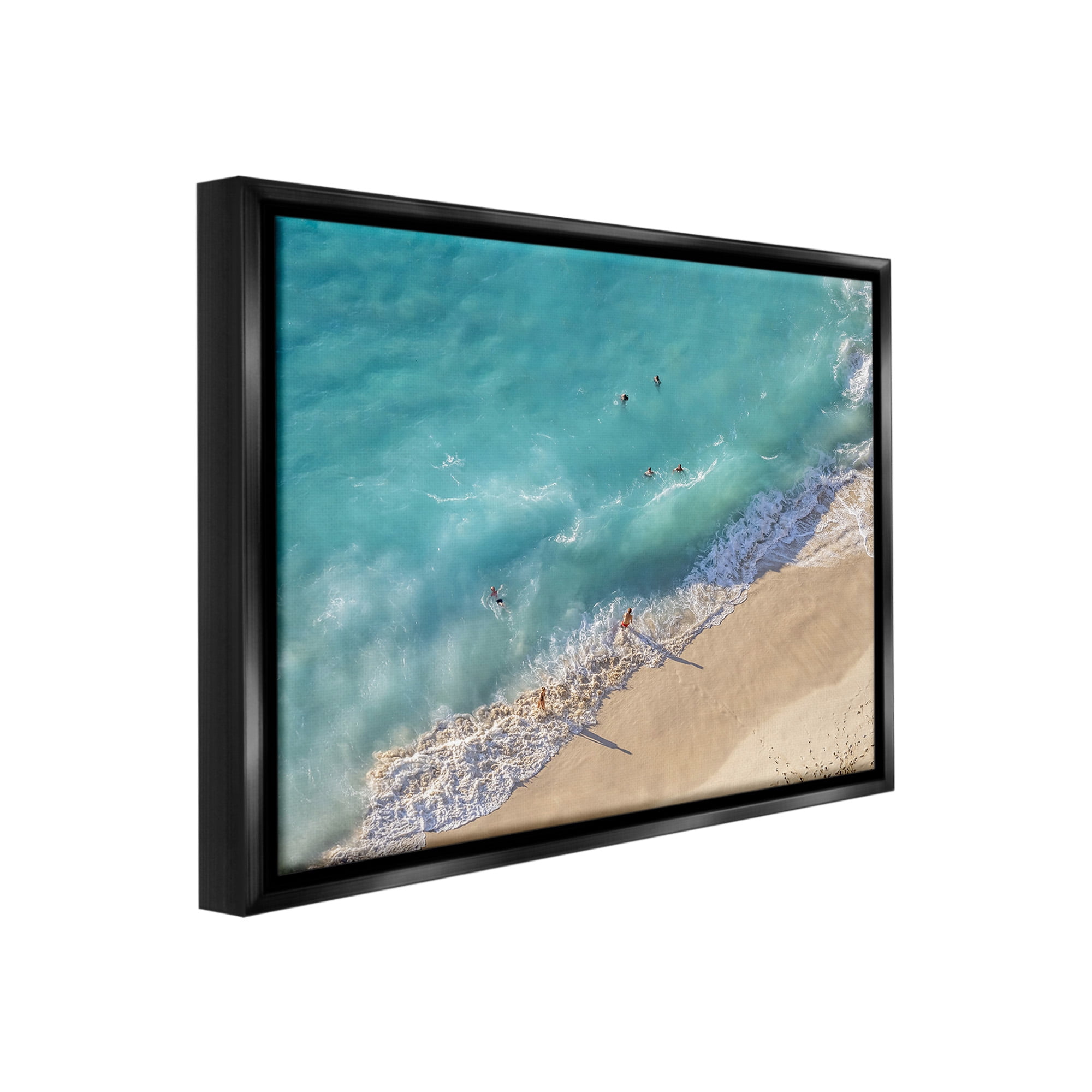 Stupell Industries Aerial Beach View Landscape Photography Black Floater Framed Canvas Art Print Wall Art, 31 x 25