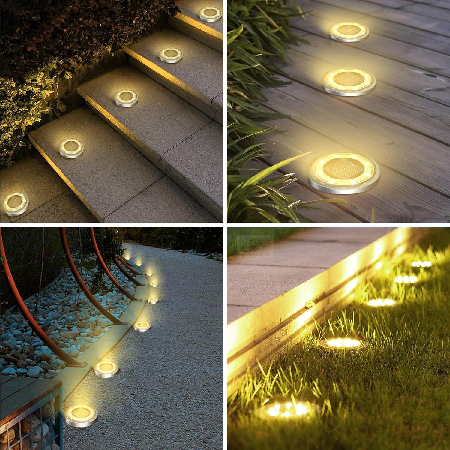 Solar Lights Outdoor Pathway, Solar Ground Lights 18 Pack Outdoor Waterproof, 3000K Warm White LED Disc Lights for Yard Garden Pathway Driveway Lawn, 18 Pcs Warm white