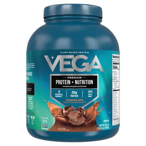 Vega Plant-Based Protein, Premium Protein   Nutrition, Chocolate , 2 lb 6.2 oz (1.08 kg)