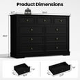 thumbnail image 6 of IDEALSOUL Black Dresser, 9 Drawer Dresser with Round Metal Handle, 47.2" Retro Wood Storage Cabinet with 6 large drawer and 2 Small drawer for Living Room, Bedroom, Hallway, 6 of 12